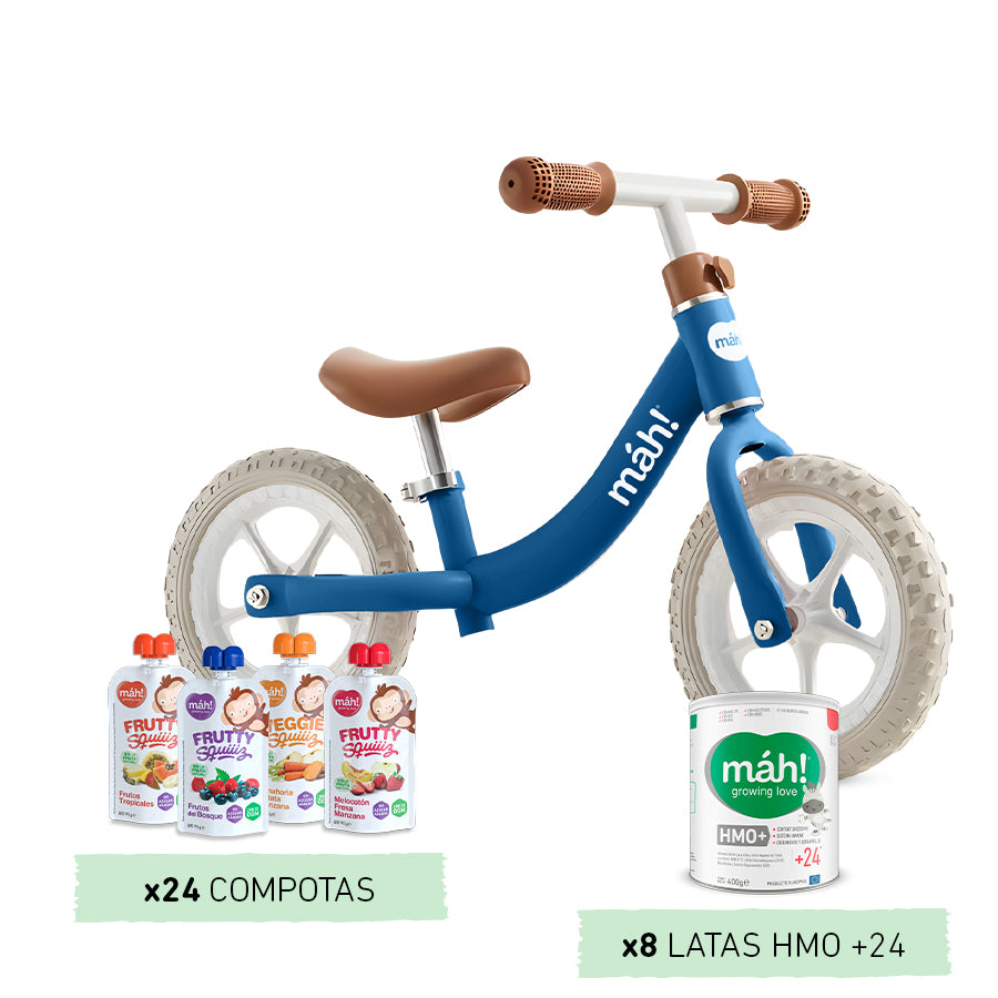 Alimento Lácteo +24 meses HMO+ 3200 g +24 compotas Growing Love +Bicicleta azul