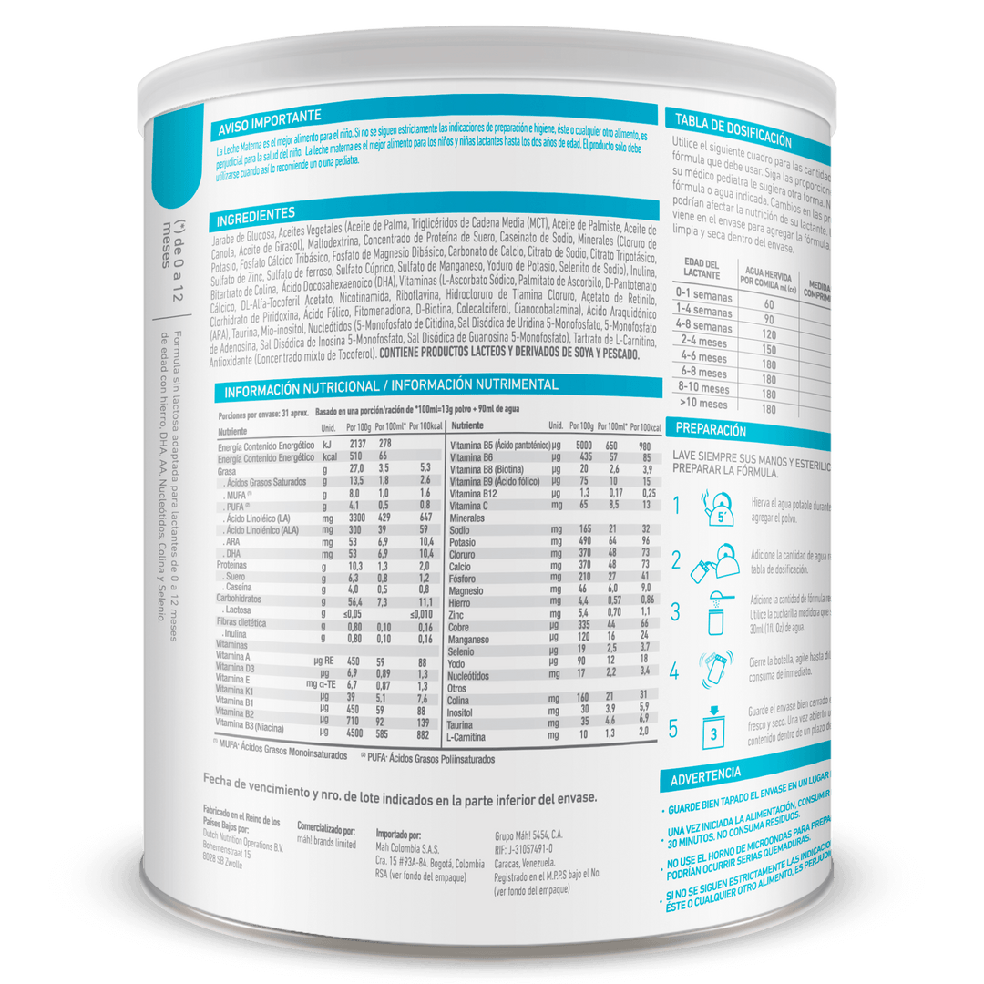 Fórmula Sin Lactosa 0-12 Meses 4800g